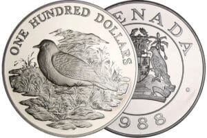 Grenade - Les oiseaux des Caraïbes - 100 dollars 1988 argent
