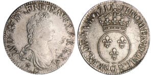 Louis XV (1715-1774) - Ecu vertugadin - 1717 X (Amiens) flan réf