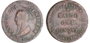 Italie - Etat papal - Pie VI (1775-1799) - 5 baiocchi 1797