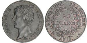 Bonaparte premier consul (1799-1804) - 20 francs An 12 A (Paris) épreuve en étain bronzé