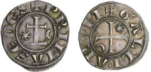 Lyonnais - Archevêché de Lyon - Denier au soleil et au croissant de lune