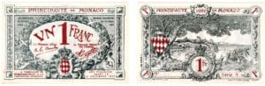 Monaco - Billet de nécessité - 1 franc 1920 Brun série A sans numéro