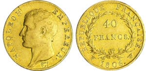 Napoléon 1er (1804-1814) - 40 francs calendrier grégorien 1806 W (Lille)