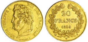 Louis-Philippe Ier (1830-1848) - 20 francs tête laurée 1834 B (Rouen)