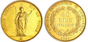 Italie - Gouvernemement provisoire - Lombardie - 40 lire 1848 M (Milan)