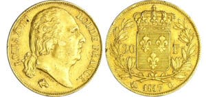 Louis XVIII (1815-1824) - 20 francs au buste nu 1817 Q (Perpignan)