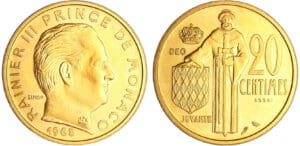 Monaco - Rainier III (1949-2005) - 20 centimes 1962 - Essai en or