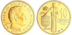 Monaco - Rainier III (1949-2005) - 10 centimes 1962 - Essai en or