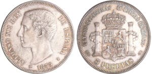 Espagne - Alfonso XII (1874-1885) - 5 pestas 1875 M (Madrid)