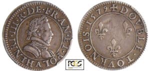 Henri III (1574-1589) - Double tournois - 1579 A (Paris) essai en argent