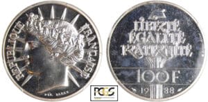 Cinquième république (1959- ) - 100 francs Tête de la République 1988