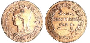 Directoire (1795-1799) - 5 centimes Dupré - surfrappe - AN 5 I (Limoges)