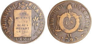Convention (1792-1795) - Sol à la balance type FRANCOISE - An II - 1793 AA (Metz)