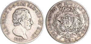 Italie - Carlo Felice (1821-1831) - 5 lire 1827 (Turin)