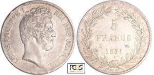 Louis-Philippe Ier (1830-1848) - 5 francs tête nue tranche en creux 1831 K (Bordeaux)