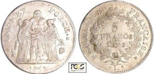 Consulat (1799-1804) - 5 francs Hercule union et force An 8/5 L (Bayonne)