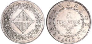 Espagne - Joseph Napoléon - occupation de Barcelone - 20 reales - 5 pesetas 1810