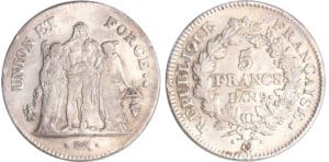 Consulat (1799-1804) - 5 francs Hercule union et force An 9 Q (Perpignan)