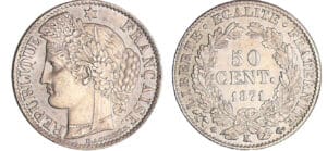 Troisième république (1871-1940) - 50 centimes Cérès 1871 K (Bordeaux)
