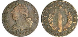 Constitution (1791-1792) - 3 deniers type FRANCOIS 1792 D (Lyon)