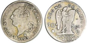 Constitution (1791-1792) - 30 sols type FRANCOIS 1793 Q (Perpignan)