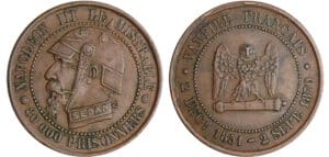 Napoléon III (1852-1870) - Médaille satirique au module de la 5 centimes "Napoléon le misérable"