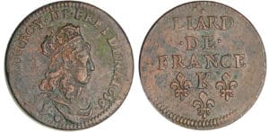 Louis XIV (1643-1715) - Liard de France, 2ème type au buste jeune - 1656 K (Bordeaux)