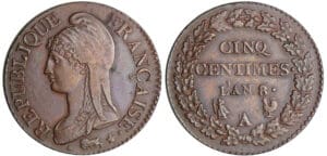 Directoire (1795-1799) - 5 centimes Dupré - grand module An 8/5 A/B (Paris)