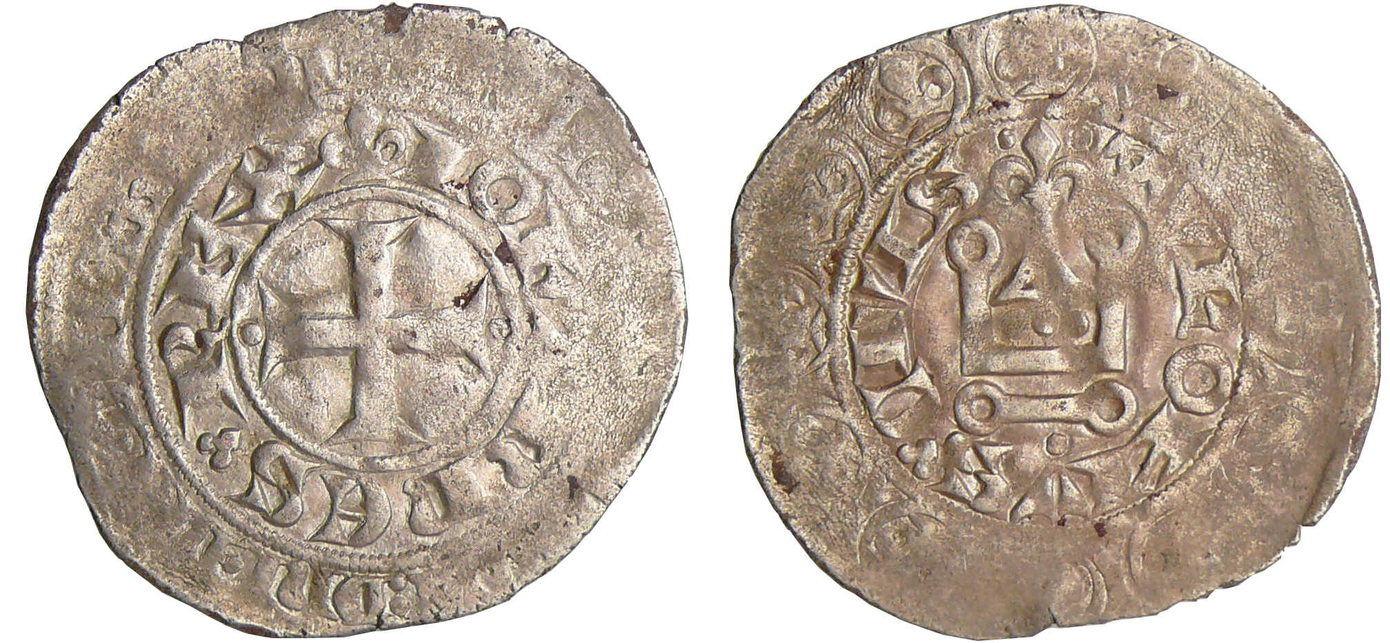 Jean II le Bon (1350-1364) - Gros blanc au châtel fleurdelisé Jean II le Bon (1350-1364) - Gros blanc au châtel fleurdelisé