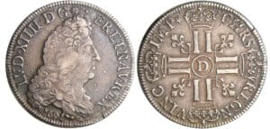 Louis XIV (1643-1715) - ½ écu aux 8 L, 1er type - 1691 D (Lyon)