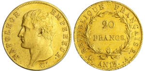 Napoléon 1er (1804-1814) - 20 francs tête nue An 13 A (Paris)
