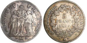 Directoire (1795-1799) - 5 francs Hercule union et force An 5 A (Paris)
