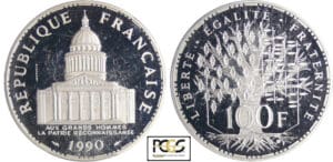 Cinquième république (1959- ) - 100 francs Panthéon 1990 piéfort
