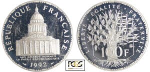Cinquième république (1959- ) - 100 francs Panthéon 1992 piéfort