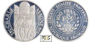 Cinquième république (1959- ) - 100 francs Charlemagne 1990 piéfort