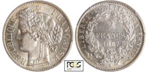 Troisième république (1871-1940) - 2 francs Cérès avec légende 1887 A (Paris)