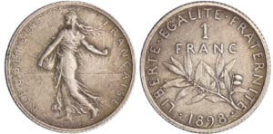 Troisième république (1871-1940) - 1 franc Semeuse 1898 flan mat