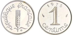 Cinquième république (1959- ) - 1 centime Epi 1975 piéfort argent