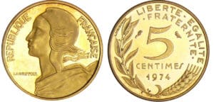 Cinquième république (1959- ) - 5 centimes Lagriffoul 1974 piéfort