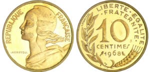 Cinquième république (1959- ) - 10 centimes Lagriffoul 1968 piéfort