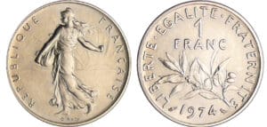 Cinquième république (1959- ) - 1 franc Semeuse 1974 piéfort