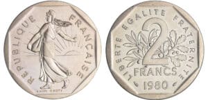 Cinquième république (1959- ) - 2 francs Semeuse 1980 piéfort argent