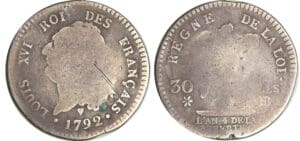 Constitution (1791-1792) - 30 sols type FRANCAIS 1792 BB (Strasbourg)