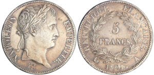 Napoléon 1er (1804-1814) - 5 francs revers république 1808 A (Paris)