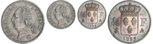 Louis XVIII (1815-1824) - 1/4 de franc buste nu 1822 A (Paris)