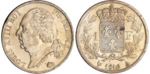 Louis XVIII (1815-1824) - 1 franc au buste nu 1816 A (Paris)