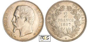 Napoléon III (1852-1870) - 2 francs tête nue 1857 A (Paris)
