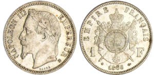 Napoléon III (1852-1870) - 1 franc tête laurée 1868 BB (Strasbourg)