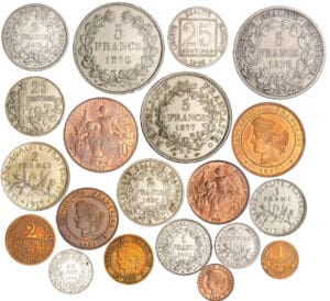 Troisième république (1871-1940) - Lot de 20 monnaies 1 centime à 5 francs