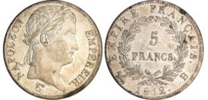 Napoléon 1er (1804-1814) - 5 francs revers empire 1812 B (Rouen)
